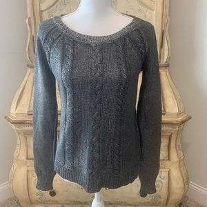 Ella Moss Metallic Shimmer Cable Knit Sweater